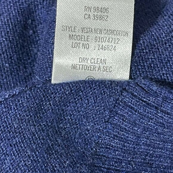 Theory Size S Navy Blue Fringed Open Cashmere Blend Cardigan - Picture 7 of 8